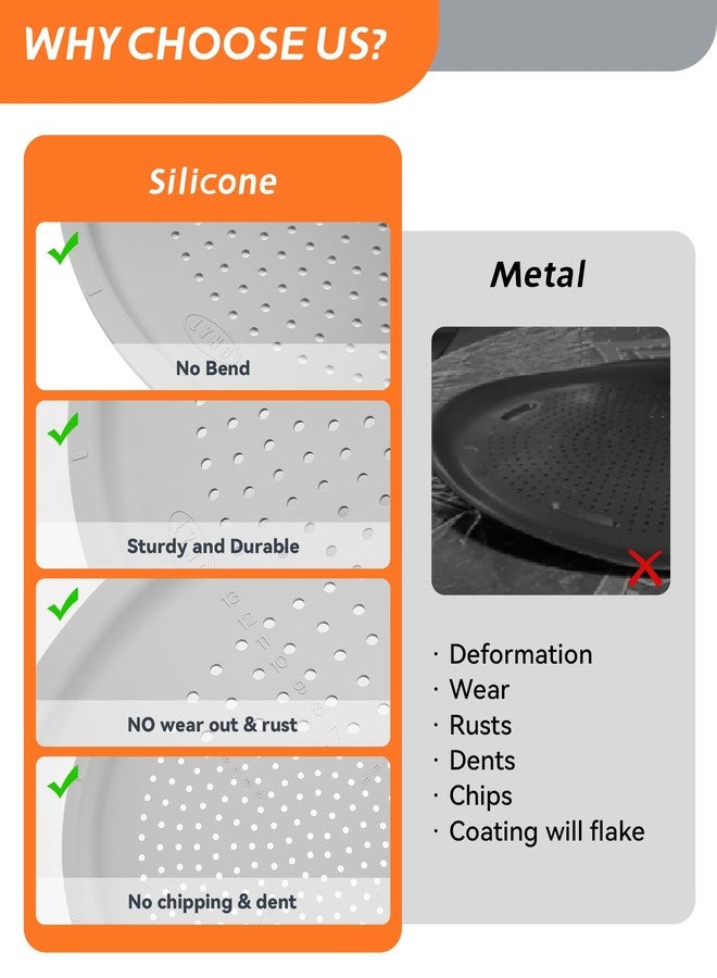 LYNG Pizza Pan 16 Inch, 2 Pack Silicone Nonstick Pizza Tray For Oven, Pizza Pan With Holes Dishwasher Safe, Suitable For Home Kitchen Dark Baking Dark Gray - Image 4