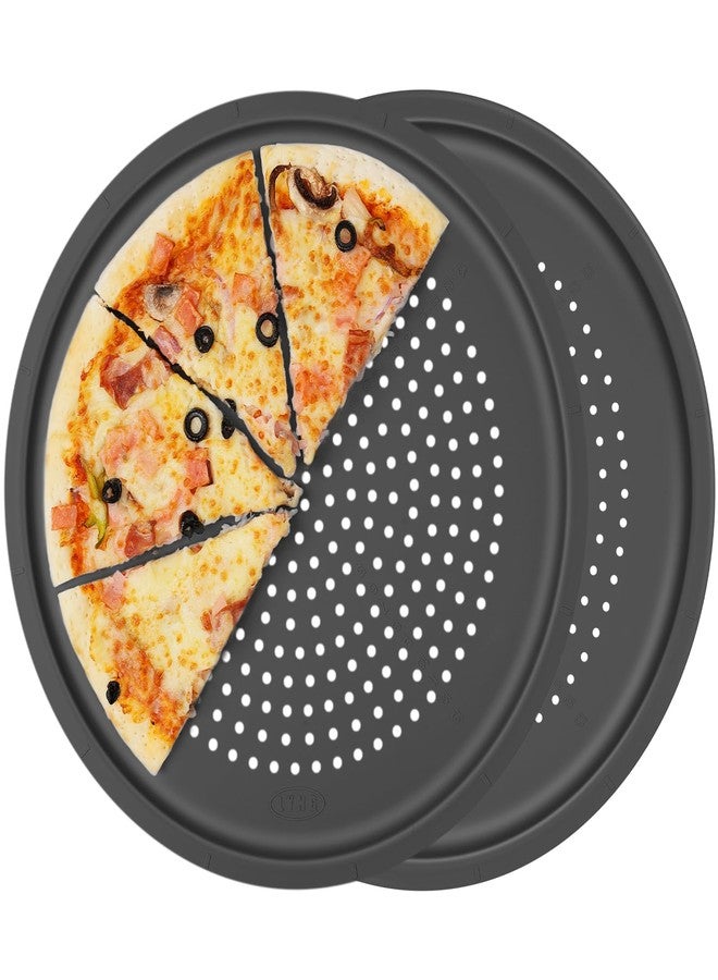 LYNG Pizza Pan 16 Inch, 2 Pack Silicone Nonstick Pizza Tray For Oven, Pizza Pan With Holes Dishwasher Safe, Suitable For Home Kitchen Dark Baking Dark Gray - Image 1
