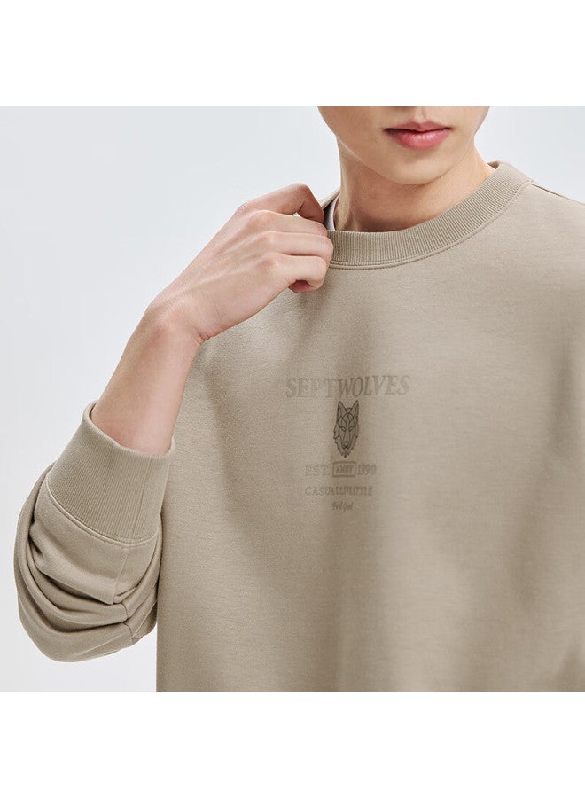 Septwolves Seven Wolves Men's Autumn Crew Neck Pullover Sweatshirt Comfortable Soft Men's Wear - Image 2