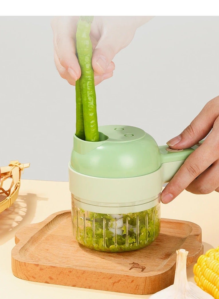 DubaiGallery 4 in 1 Handheld Electric Vegetable Cutter Set,USB Rechargeable Food Choppers and Dicers,2022 New Portable Mini Wireless Electric Garlic Mud Masher, for Kitchen Vegetable Cooking - Image 4