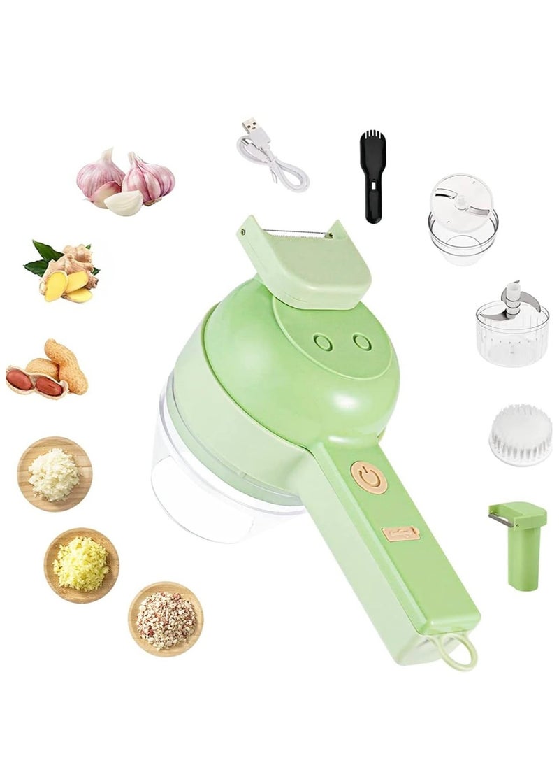 DubaiGallery 4 in 1 Handheld Electric Vegetable Cutter Set,USB Rechargeable Food Choppers and Dicers,2022 New Portable Mini Wireless Electric Garlic Mud Masher, for Kitchen Vegetable Cooking - Image 2