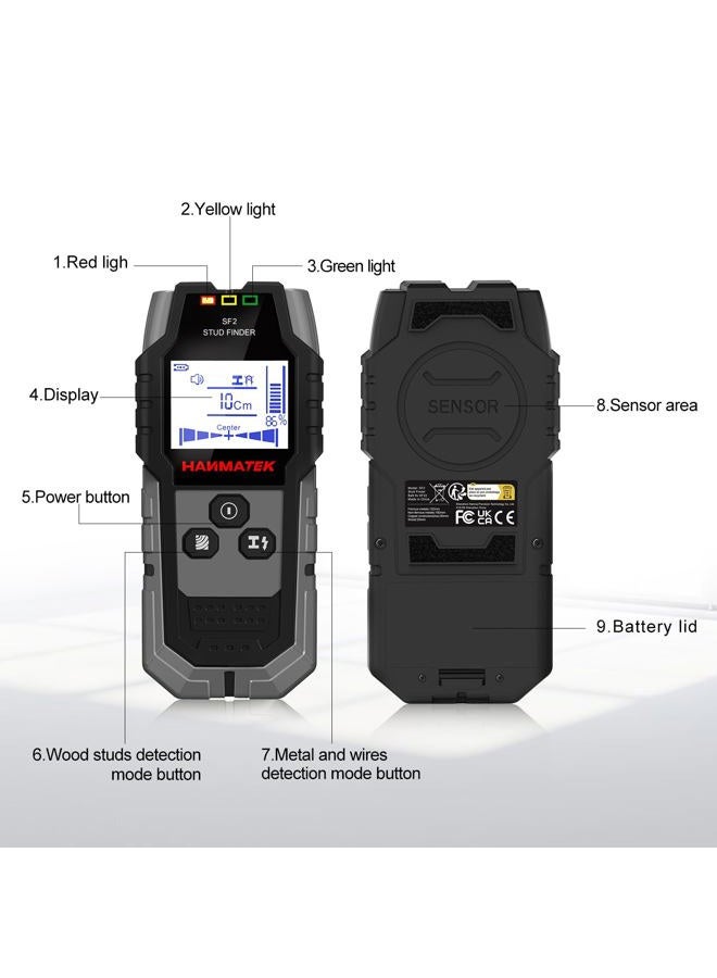 HANMATEK SF2 Wall Scanner Detector Multifunctional Stud Finder Wood / Ferrous Metals / Non-ferrous Metals / Cable - Image 2
