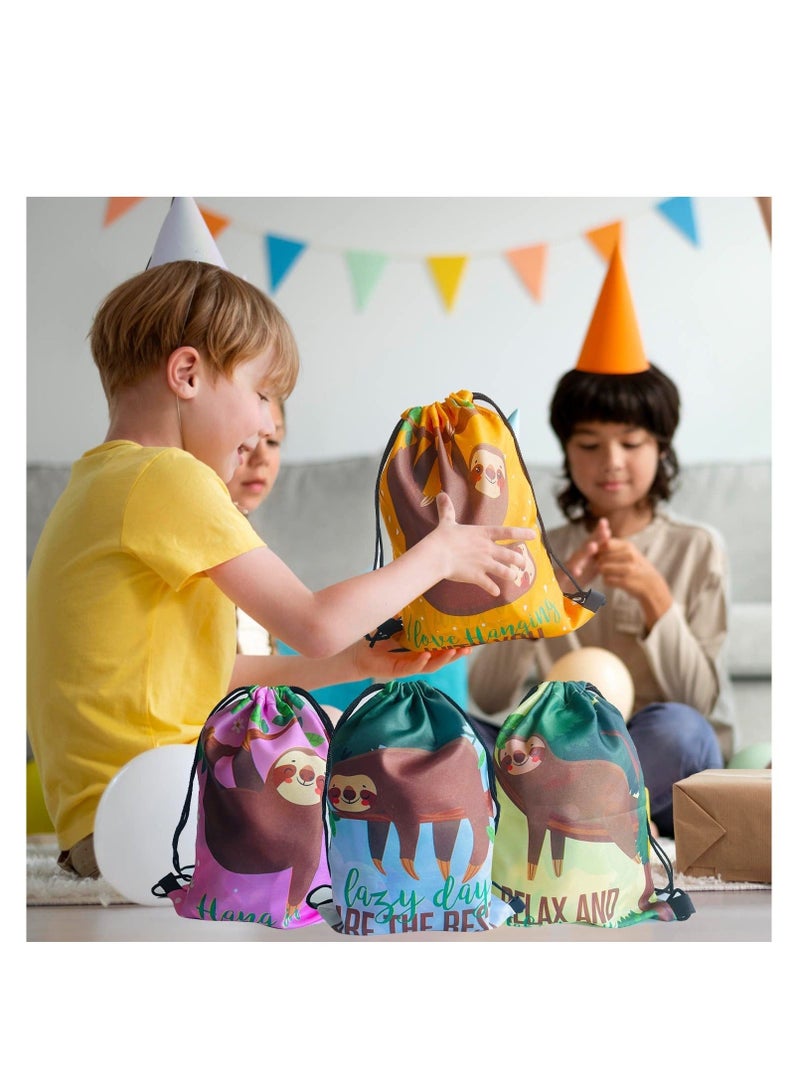 Captaintech Party Favor Bags, 12 Pack Goodies Drawstring Bags, Sloth Party Supplies Favors Drawstring Bags, Sloth Theme Kid's Birthday Goodies bags, Candy Snacks School Travel Toy Storage Bag for Boys Girls - Image 5