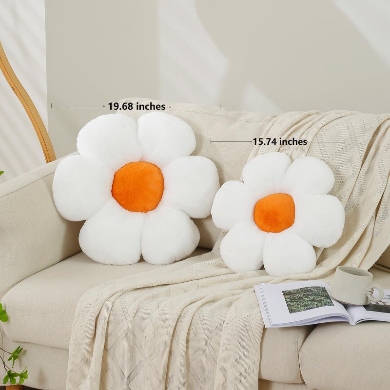 CANGHI 4 PCS Flower Pillows Flower Shaped Throw Pillow Cute Daisy Pillows Seating Cushions for Adults Kids Home Bedroom Sofa Chair Couch Decor (White/Pink/Lavender/Dusty Pink, 15.74 inch) - Image 5