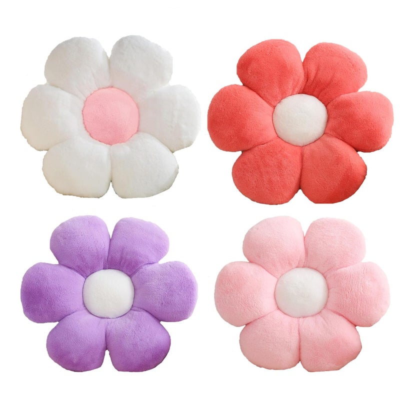 CANGHI 4 PCS Flower Pillows Flower Shaped Throw Pillow Cute Daisy Pillows Seating Cushions for Adults Kids Home Bedroom Sofa Chair Couch Decor (White/Pink/Lavender/Dusty Pink, 15.74 inch) - Image 1