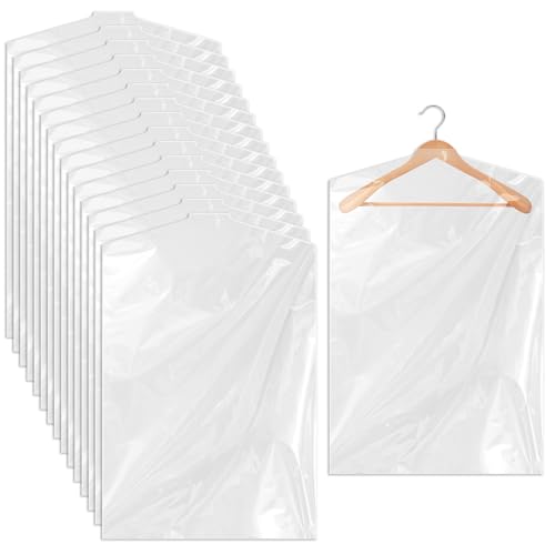 Ohuimrt 30 PCS 35.5 Inch Plastic Garment Bag, Dry Cleaner Bags Laundry Bags, Clear Hanging Clothing Covers for Coat Suit Shirt Jacket Skirt - Image 1