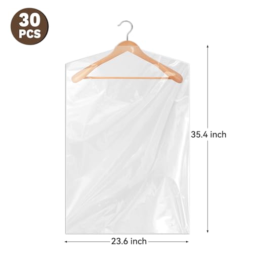 Ohuimrt 30 PCS 35.5 Inch Plastic Garment Bag, Dry Cleaner Bags Laundry Bags, Clear Hanging Clothing Covers for Coat Suit Shirt Jacket Skirt - Image 2