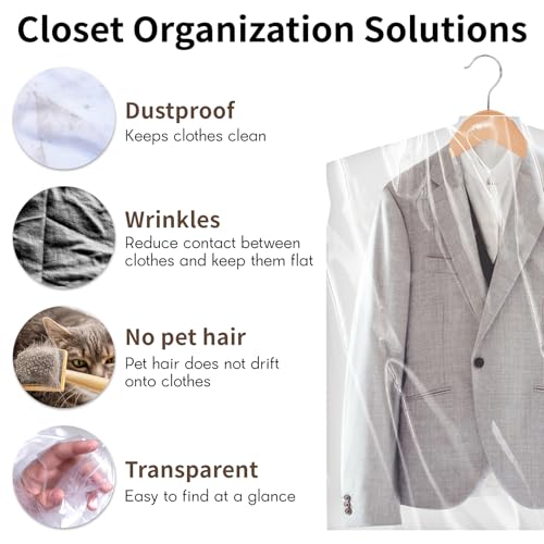 Ohuimrt 30 PCS 35.5 Inch Plastic Garment Bag, Dry Cleaner Bags Laundry Bags, Clear Hanging Clothing Covers for Coat Suit Shirt Jacket Skirt - Image 4