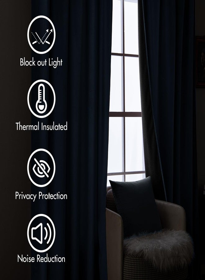 MIULEE Navy Blue Velvet Curtains 96 inches Long 2 Panels - Luxury Pinch Pleated Room Darkening Window Drapes for Bedroom Living Room Thermal Insulated Super Soft Blackout, Back Tab Rod Pocket - Image 5
