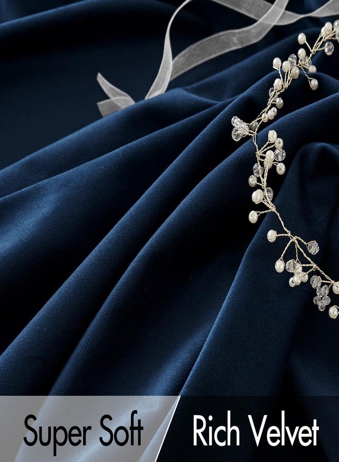 MIULEE Navy Blue Velvet Curtains 96 inches Long 2 Panels - Luxury Pinch Pleated Room Darkening Window Drapes for Bedroom Living Room Thermal Insulated Super Soft Blackout, Back Tab Rod Pocket - Image 4