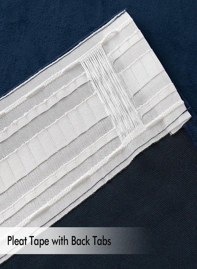 MIULEE Navy Blue Velvet Curtains 96 inches Long 2 Panels - Luxury Pinch Pleated Room Darkening Window Drapes for Bedroom Living Room Thermal Insulated Super Soft Blackout, Back Tab Rod Pocket - Image 3