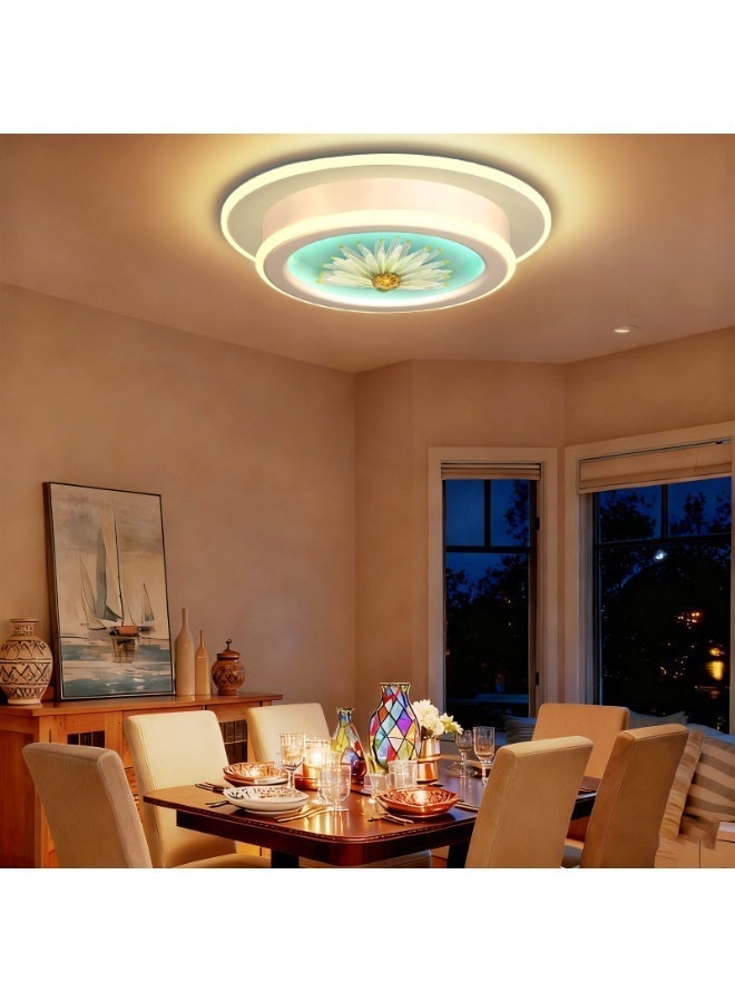 Daisy Flower Ceiling Light - Modern LED Flush Mount Lamp with Floral Design, Ambient Lighting for Bedroom, Living Room | Creative Art Decor Ceiling Fixture for Home Decoration - Image 1