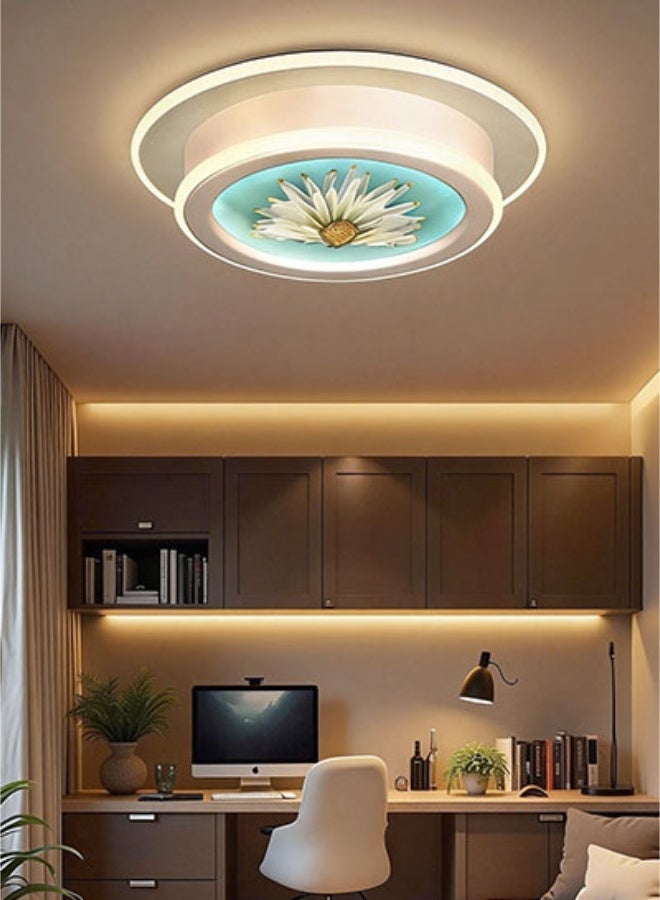Floral Embedded Multi-layer Round Ceiling Light - Kitchen Ceiling Light-Dimmable LED Flush Mount Light, Acrylic & Iron Fixture, Anti-Mosquito Design, Suitable for Bedroom/Living Room/Entryway/Restaurant/Dining Room/Halls/Office - Image 1