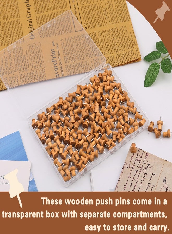 IMZAY 150 Pcs Push Pins for Cork Board, Decorative Thumb Tacks Wooden Push Pins Head Pin Wood Map Tacks Marking Pin, Wood Thumb Tacks Decorative for Bulletin Boards Craft Projects with Storage Box, Coffee - Image 3