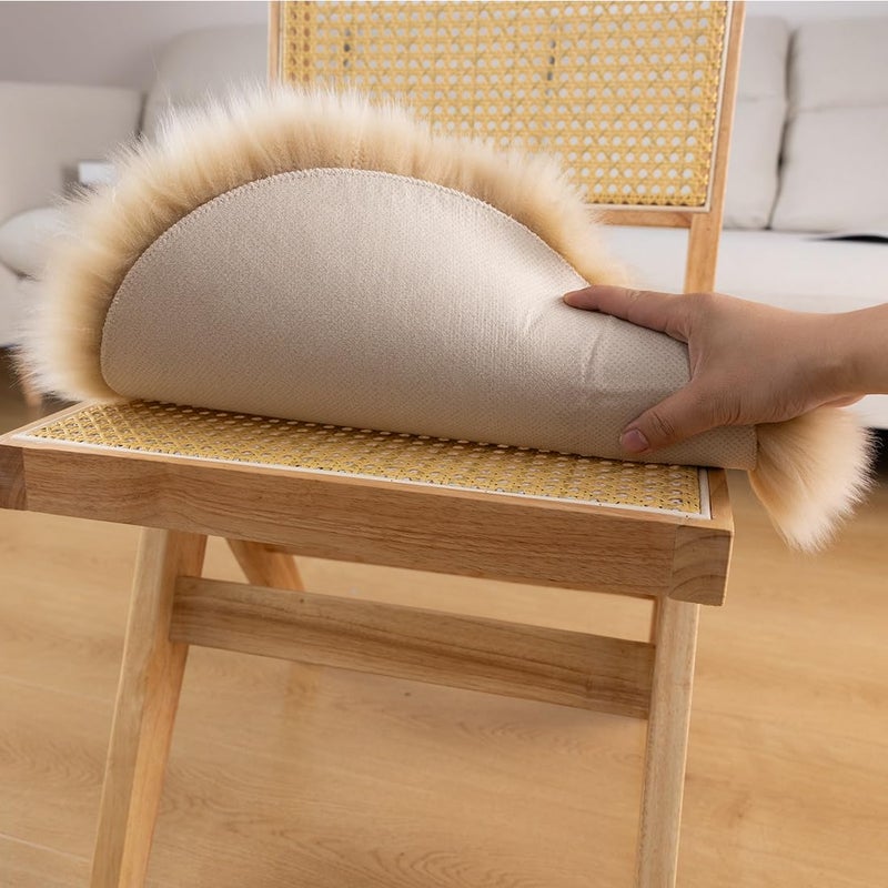 LLB Sheepskin Chair Pads - Office & Dining Room Chair Cushion - Tan, 16.5" Round (Pack of 1) - Image 4