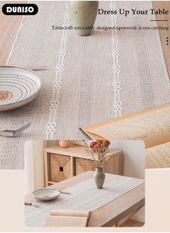 Table Runner, White Table Runner Woven with Fringed, 32x200 CM Heat Resistant Table Runner Wipeable Waterproof Dining Table Runner for Kitchen, Coffee Table, Home Decor - pzsku/Z8EF316CCF10515D0502FZ/45/_/1723251827/2af63b5f-877a-4dd4-a2a2-1d70ca00b969