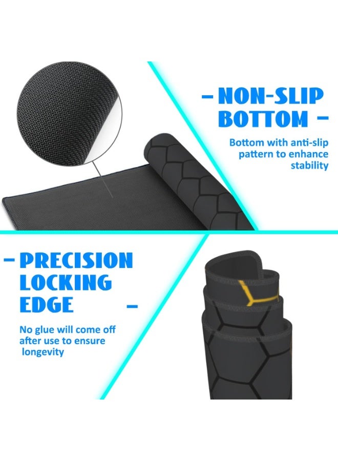 Miya Desk Mat, Black Gold Honeycomb Technology Extended Gaming Mouse Pad Large,120*60CM Mouse Pad with Non-Slip Base and Stitched Edge, Long Computer Keyboard Mouse Mat for Home Office Work - Image 4