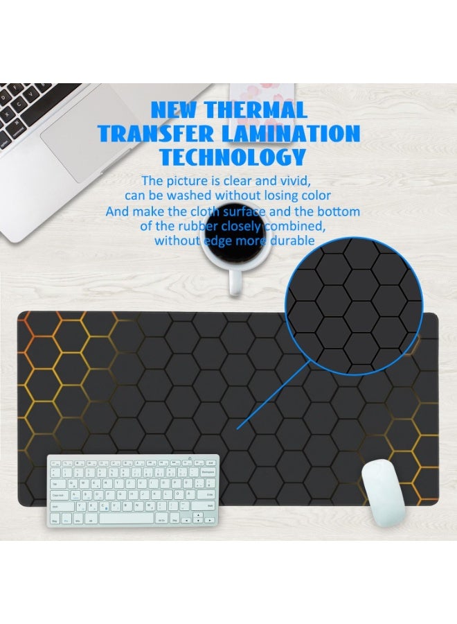 Miya Desk Mat, Black Gold Honeycomb Technology Extended Gaming Mouse Pad Large,120*60CM Mouse Pad with Non-Slip Base and Stitched Edge, Long Computer Keyboard Mouse Mat for Home Office Work - Image 3