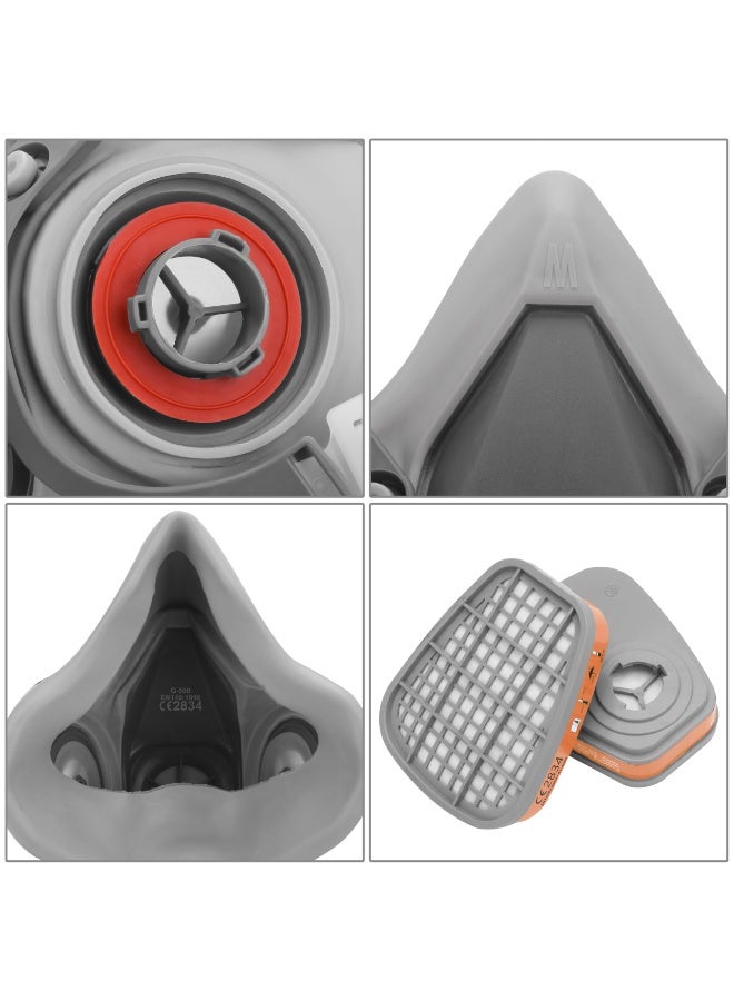 ريد ليف قناع تنفس قابل لإعادة الاستخدام، قناع غاز بنصف وجه مع نظارات أمان، غطاء وجه للطلاء مع مرشحات للطلاء واللحام والتلميع والنجارة وغيرها من أعمال الحماية (متوسط) - Image 4