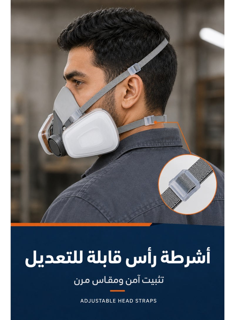 Red Leaf Respirator Mask Reusable Half Face Cover Gas Mask with Safety Glasses, Paint Face Cover Face Shield with Filters for Painting, Welding, Polishing, Woodworking and Other Work Protection (Medium) - Image 5