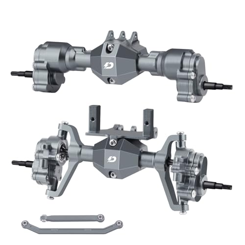 DashRC Aluminum Portal Axles Set for 118 RC Rock Crawler Redcat Ascent18 Front Rear Axles with Steel Gears Aluminum Housing Servo Mount Steering Links Upgrade Kit - Image 1