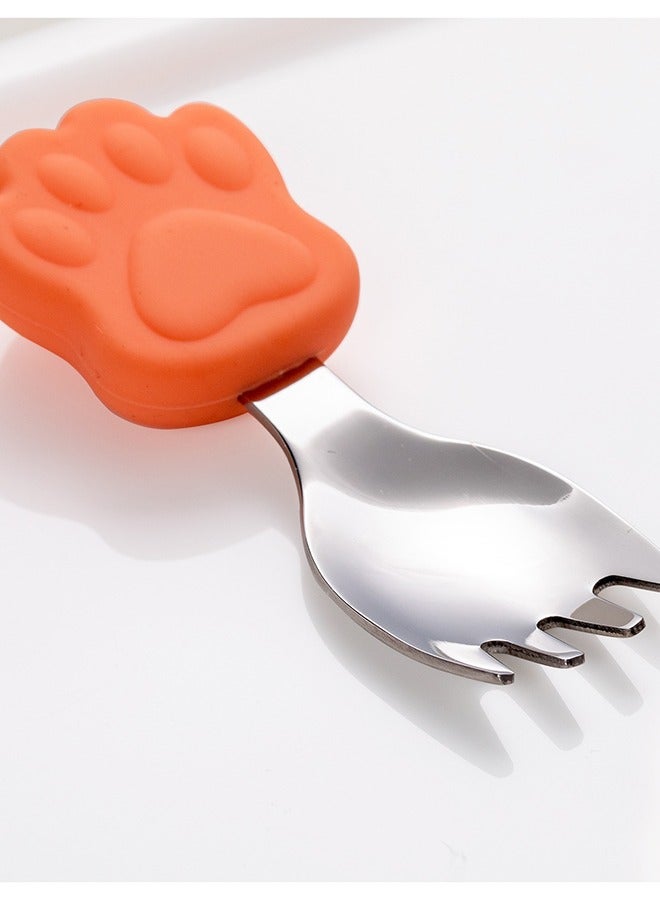 Orange baby short handle learning fork spoon suit  - Image 2