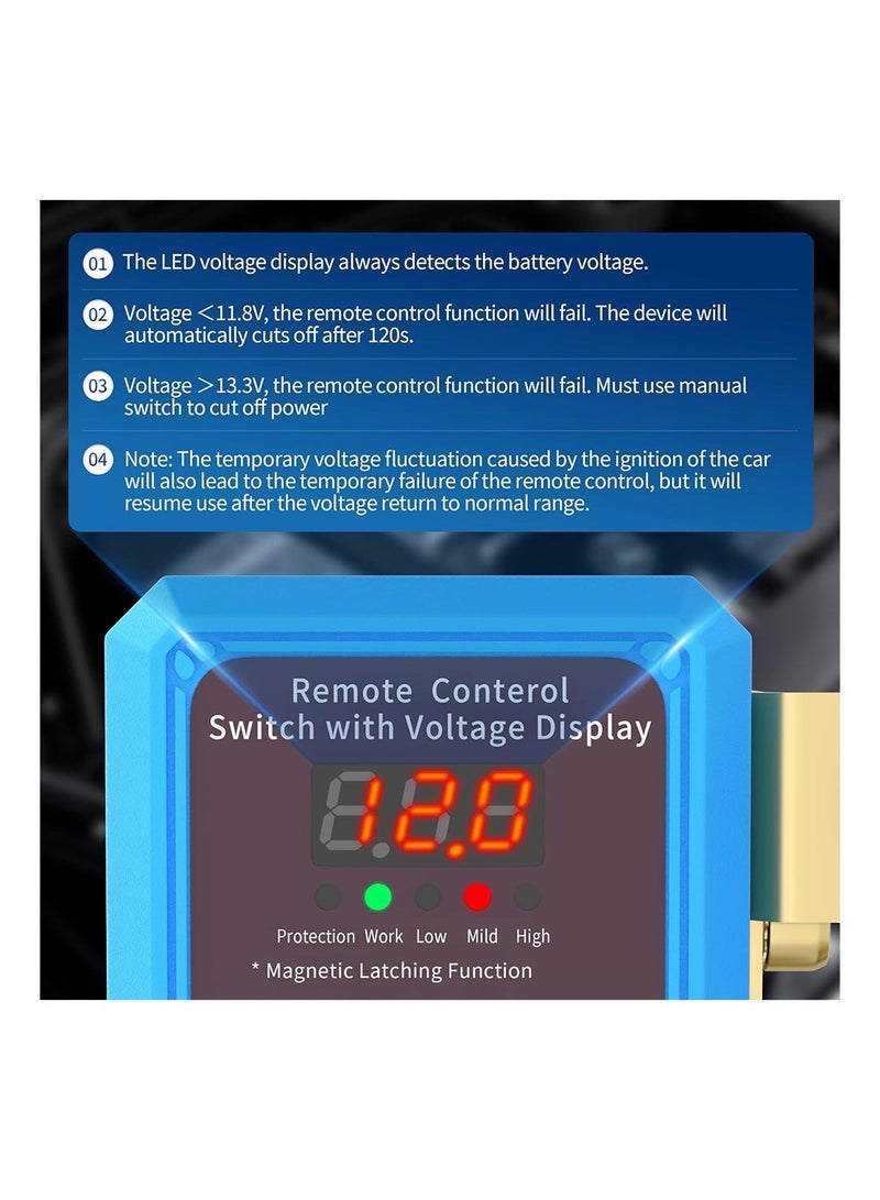 MVAQKLM  240A 12V Remote Battery Disconnect Switch with LED Voltage Display, Automatic Power Shut-Off Anti-Theft Kill Switch for Car, Truck, Boat - Image 4