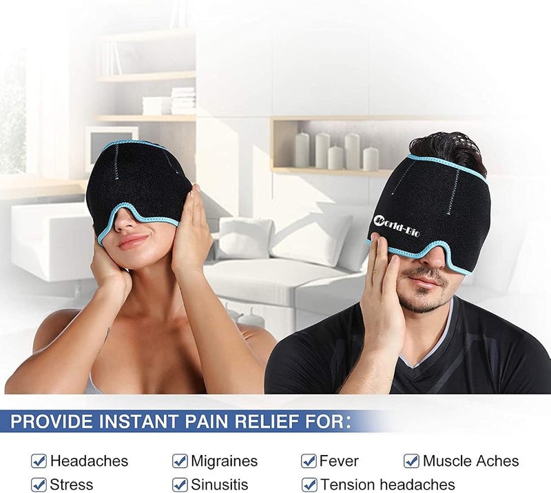 World-bio Gel Cold Pack Ice Head Wrap Hat Therapy for Puffy Eyes Mask Headache and Migraine Relief Cap - Image 4