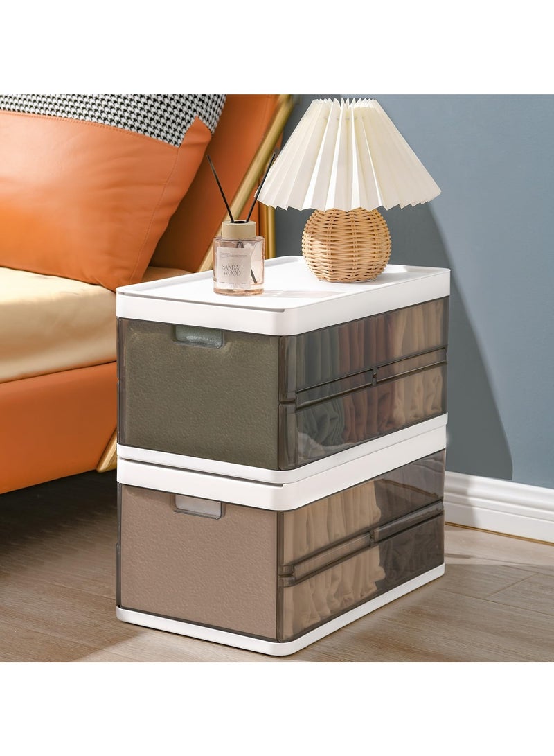 Collapsible Storage Bins with Lids for Organizing, Stackable Storage Box with Handle Folding, Plastic Containers for Clothes, Toy and Books  - Image 1