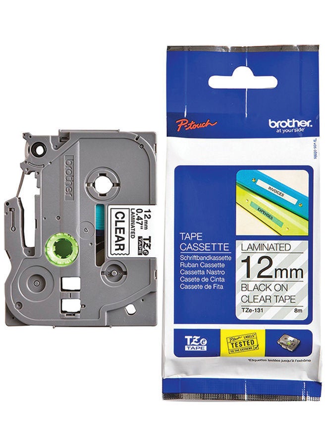 brother Tze-131 Label Tape Black/Clear - Image 1
