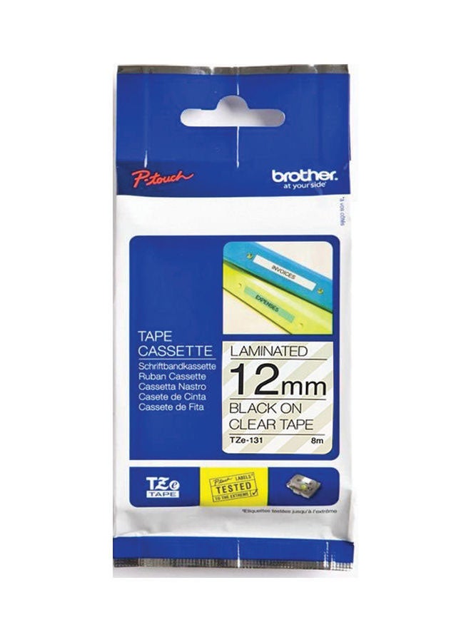 brother Tze-131 Label Tape Black/Clear - Image 2