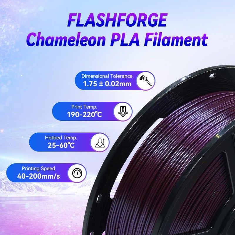 FLASHFORGE 3D Printer Filament, Chameleon PLA Color Shift Filament 1.75mm, Changes Color with Light and Angles, 1KG Spool (2.2lbs), Dimensional Accuracy +/- 0.02mm (Marsala) - Image 4