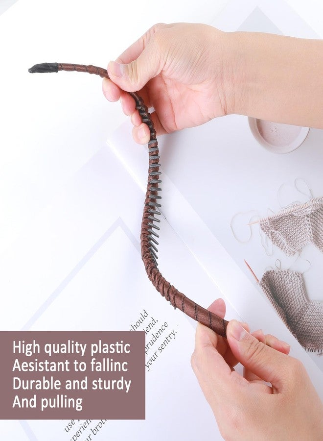 Sibba Non-Slip Zig Zag Headbands for Women with Teeth Comb, 2 Pack Comfortable Hair Bands Styling Tool for Short Hair (Khaki/Brown) - Image 3
