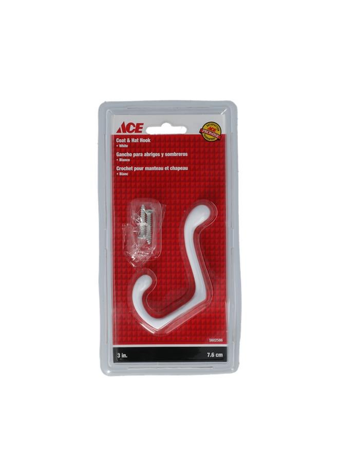 ACE Coat and Hat Hook White 3inch 