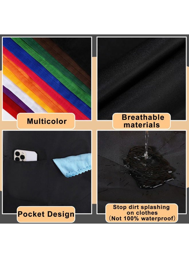 Handepo 36 Pack Bib Apron Bulk Cotton Aprons for Women with Pockets Unisex Chef Kitchen Apron Washable Plain Apron Cooks Apron for Kitchen Cooking Restaurant BBQ Painting Crafting, 12 Colors(), Multicolor, - Image 3