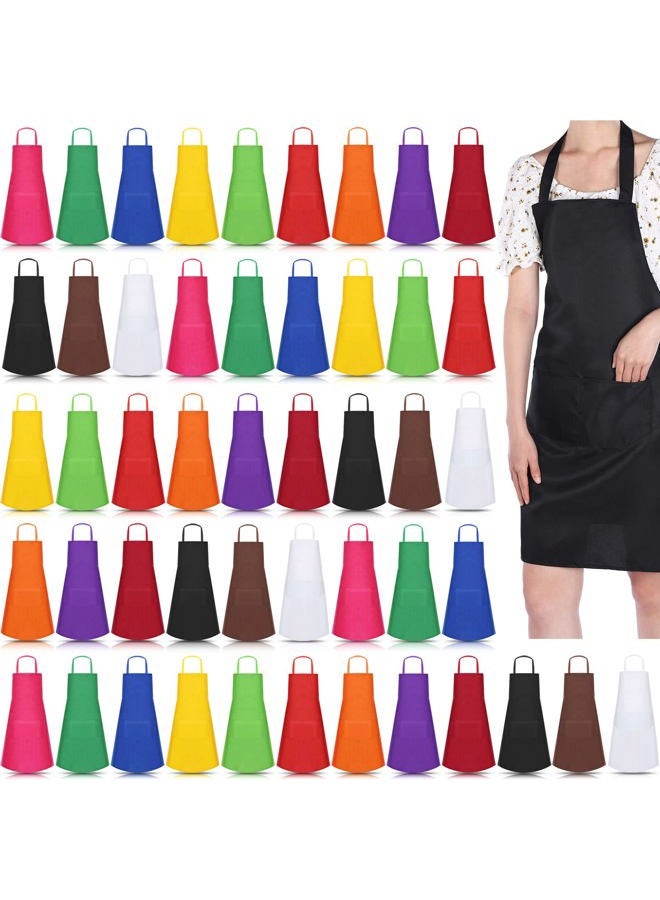 Handepo 36 Pack Bib Apron Bulk Cotton Aprons for Women with Pockets Unisex Chef Kitchen Apron Washable Plain Apron Cooks Apron for Kitchen Cooking Restaurant BBQ Painting Crafting, 12 Colors(), Multicolor, - Image 1