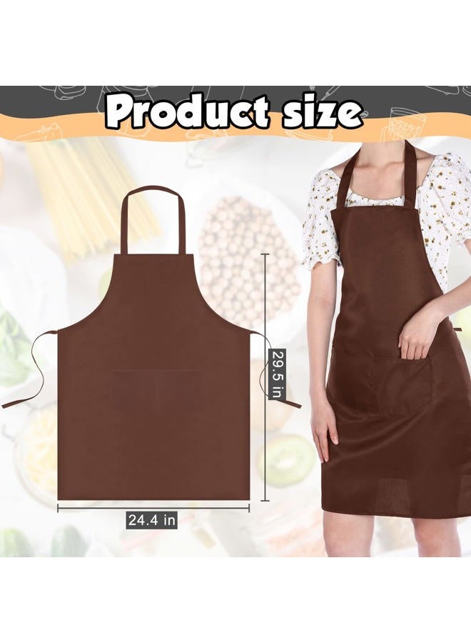 Handepo 36 Pack Bib Apron Bulk Cotton Aprons for Women with Pockets Unisex Chef Kitchen Apron Washable Plain Apron Cooks Apron for Kitchen Cooking Restaurant BBQ Painting Crafting, 12 Colors(), Multicolor, - Image 2