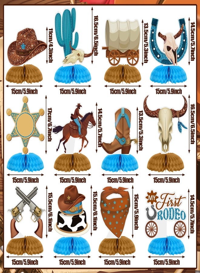 Sonwyoung 12 Pcs Wild West Decorations West Cowboy Rodeo Party Decor 3D Double Sided Cowboy Table Honeycomb Centerpieces for Birthday Baby Shower Favors - Image 2