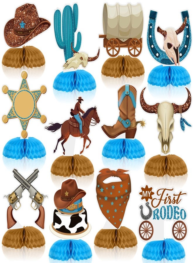 Sonwyoung 12 Pcs Wild West Decorations West Cowboy Rodeo Party Decor 3D Double Sided Cowboy Table Honeycomb Centerpieces for Birthday Baby Shower Favors - Image 1
