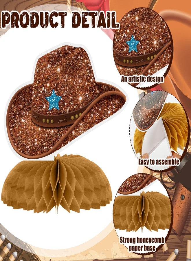 Sonwyoung 12 Pcs Wild West Decorations West Cowboy Rodeo Party Decor 3D Double Sided Cowboy Table Honeycomb Centerpieces for Birthday Baby Shower Favors - Image 3