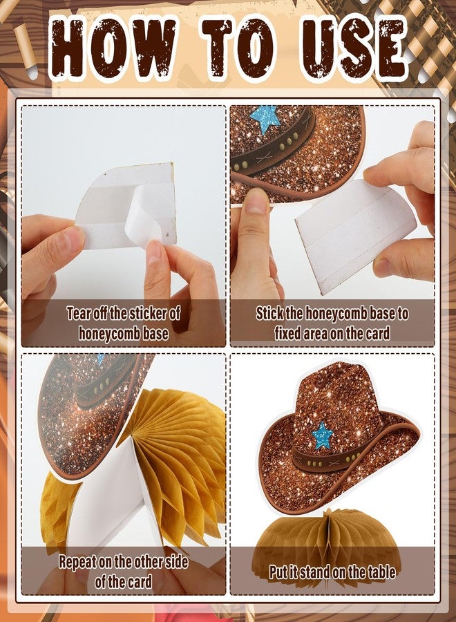 Sonwyoung 12 Pcs Wild West Decorations West Cowboy Rodeo Party Decor 3D Double Sided Cowboy Table Honeycomb Centerpieces for Birthday Baby Shower Favors - Image 4