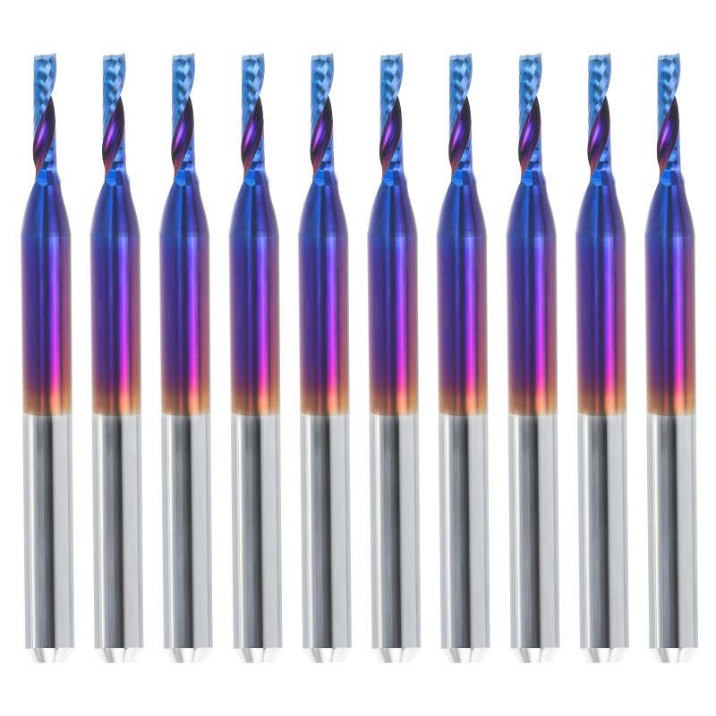 HQMaster 10 Pack O Flute CNC Router Bits End Mill Milling Cutter 1/8" Shank, 1/16" Cutting Dia. Spiral Router Bits CNC Bits Single Edged Cutting Engraving Bits Tungsten Carbide