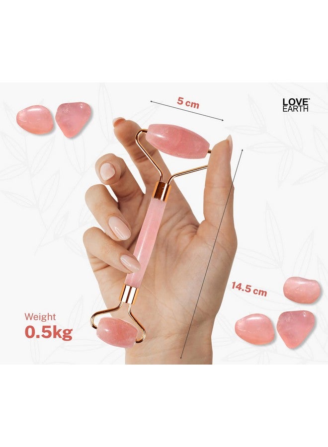 Love Earth Rose Quartz Face Roller Massage Tool With Rose Quartz Crystal For Anti-Ageing, Eliminates Toxins And Reduces Dark Circles - Image 2