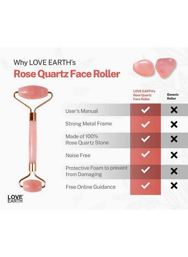 Love Earth Rose Quartz Face Roller Massage Tool With Rose Quartz Crystal For Anti-Ageing, Eliminates Toxins And Reduces Dark Circles - Image 5