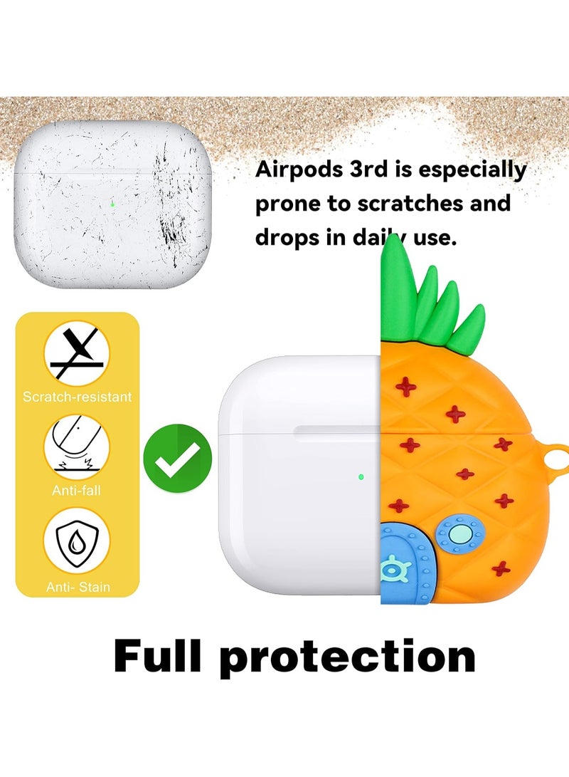 عام حافظة Airpods 3 (الجيل الثالث) ناعمة من السيليكون بتصميم كرتوني ثلاثي الأبعاد مضحك، مع شخصيات كيوت ومجموعة حلقة مصممة للأطفال والفتيان والفتيات والمراهقين (المُصدرة في 2021). - Image 5