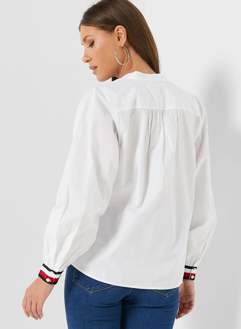 TOMMY HILFIGER V-Neck Stripe Detail Top