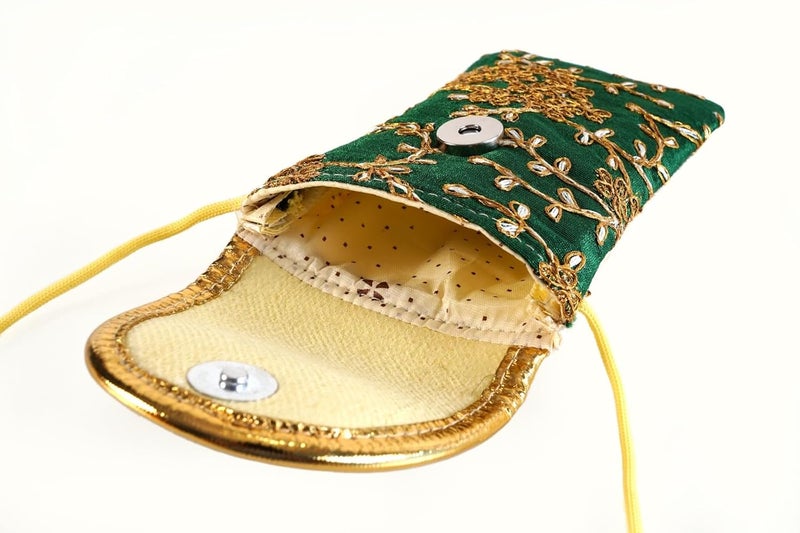 SUMERA WARQ Fancy Embroidered Mobile Pouch Cover for Women Designer Multicolor Handmade Ethnic with Sling & Clip - Image 3