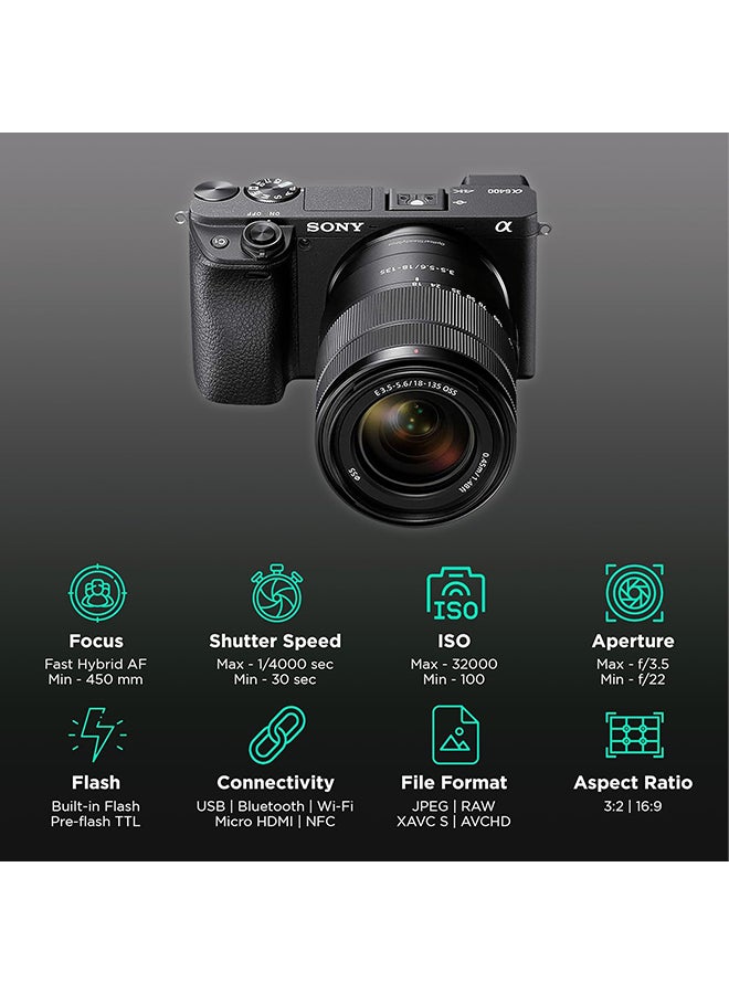 Sony Alpha 6400 Mirrorless Camera with 16-50mm Power Zoom Lens – 24.2MP APS-C Sensor, 4K Video, Fast Autofocus, Tiltable Touchscreen LCD – ILCE-6400K Black - Image 2