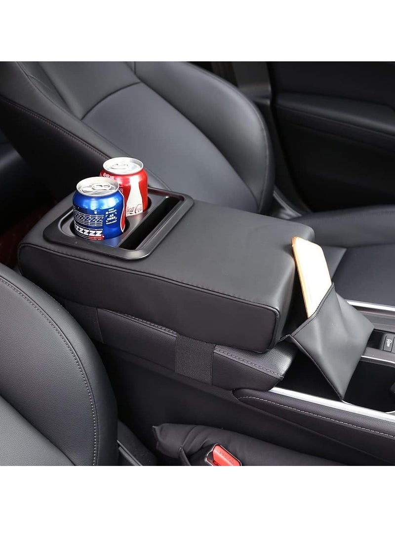 SYOSI Auto Center Console Armrest Pillow Car Armrest Cover Memory Foam Car Armrest Cushion with Cup Holder and Phone Holder Storage Bag Car Armrest Cushion Universal for Most Car  - Image 2