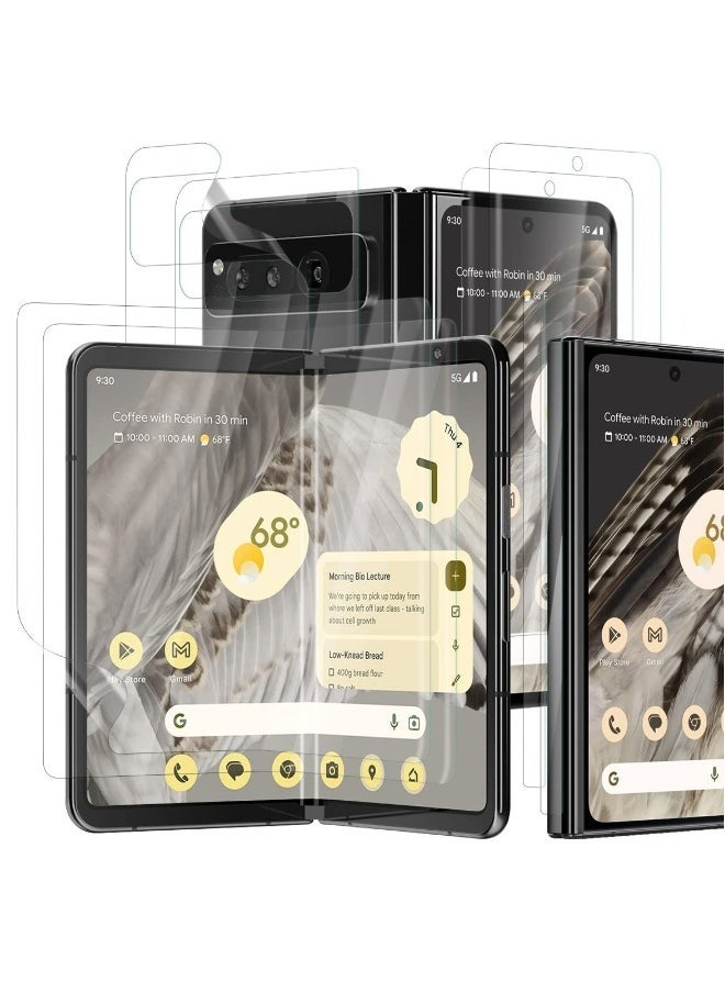 Fit for Google Pixel Fold Screen Protector, Inside Tpu Film + Full Covered Outer + Back Cover Screen Protector, High Clarity, Anti-Shatter, Bubble Free, Case Friendly, Ultra Thin Design [2Set 6Pcs]